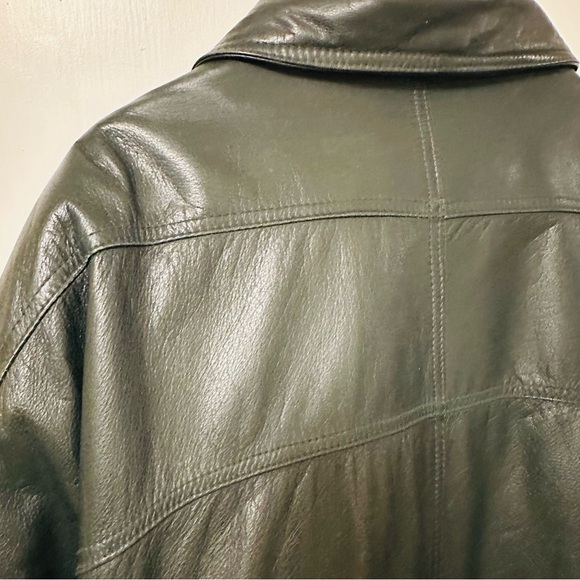 Vintage Cricketeer Forest Green Leather Bomber Jacket - XL - Picture 10 of 15